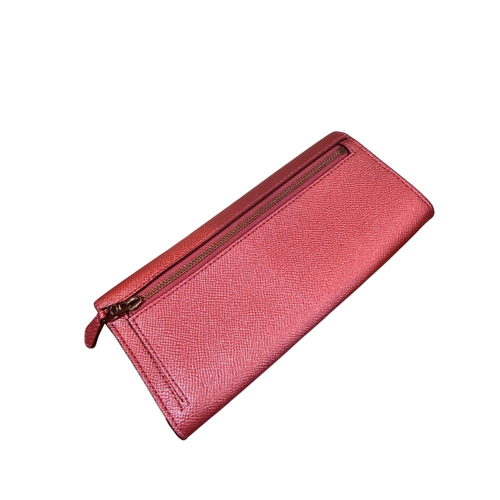Vintage Coach Metallic Pink Leather Envelope Slim Wallet Made in 2017 - Picture 2 of 5